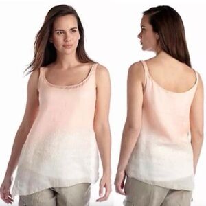 Eileen Fisher Dapple‎ Printed Ramie Asymmetrical Tank Top | M